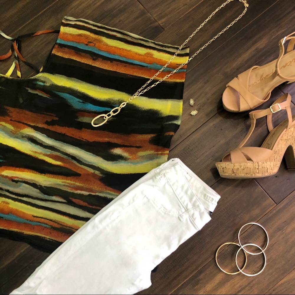 Jessica Simpson Beautiful Multi-Color Sheer Blouse